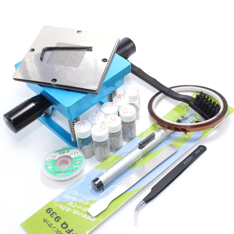 

Bga Reballing Kit 90x90Mm Bga Reballing Station with Hand Shank Gift 10/Pcs Bga Universal Stencil
