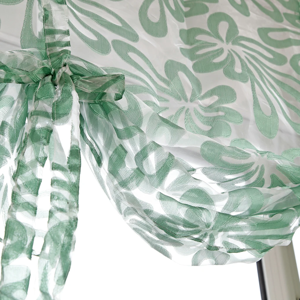 Chic Jacquard Flower Design Short Roman Window Curtain Tie-up Window Sheer Voile - for Cafe Kitchen Bedroom Window Decor