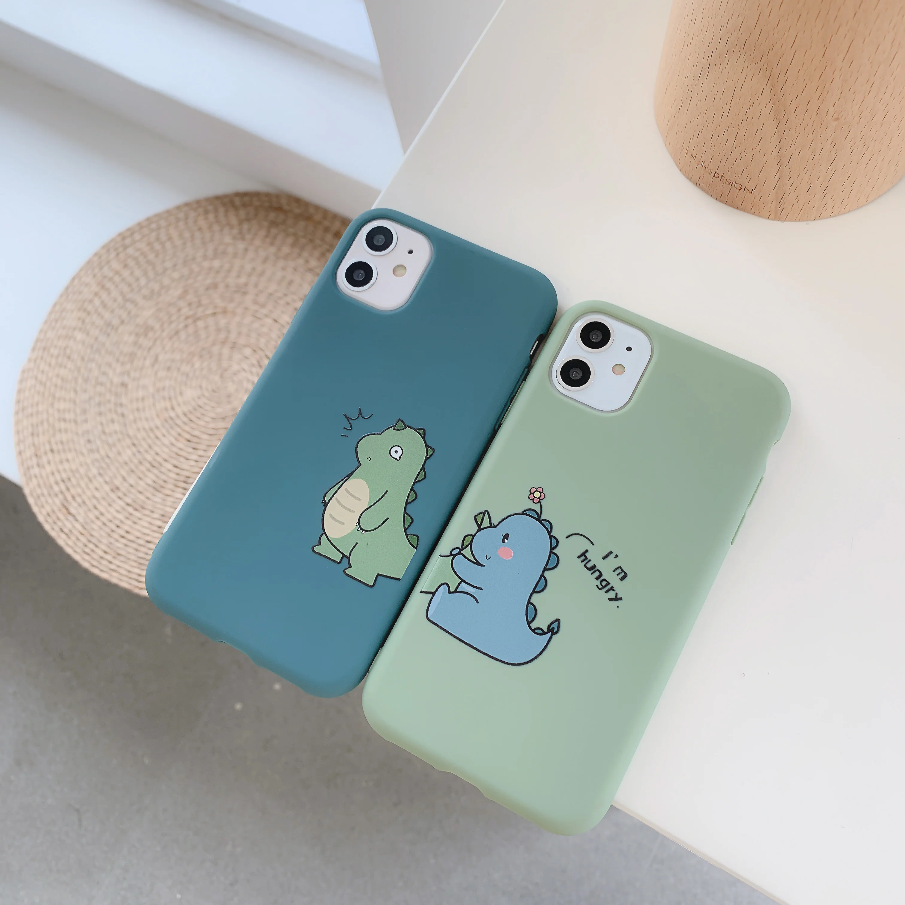 Cartoon Couple Dinosaur I'm Hungry Phone Case For iPhone 11 Pro XS MAX X XR 7 8 6 6S Plus Case Silicone Soft Candy Color Cover Cartoon Couple Dinosaur I'm Hungry Phone Case For iPhone 11 Pro XS MAX X XR 7 8 6 6S Plus Case Silicone Soft Candy Color Cover