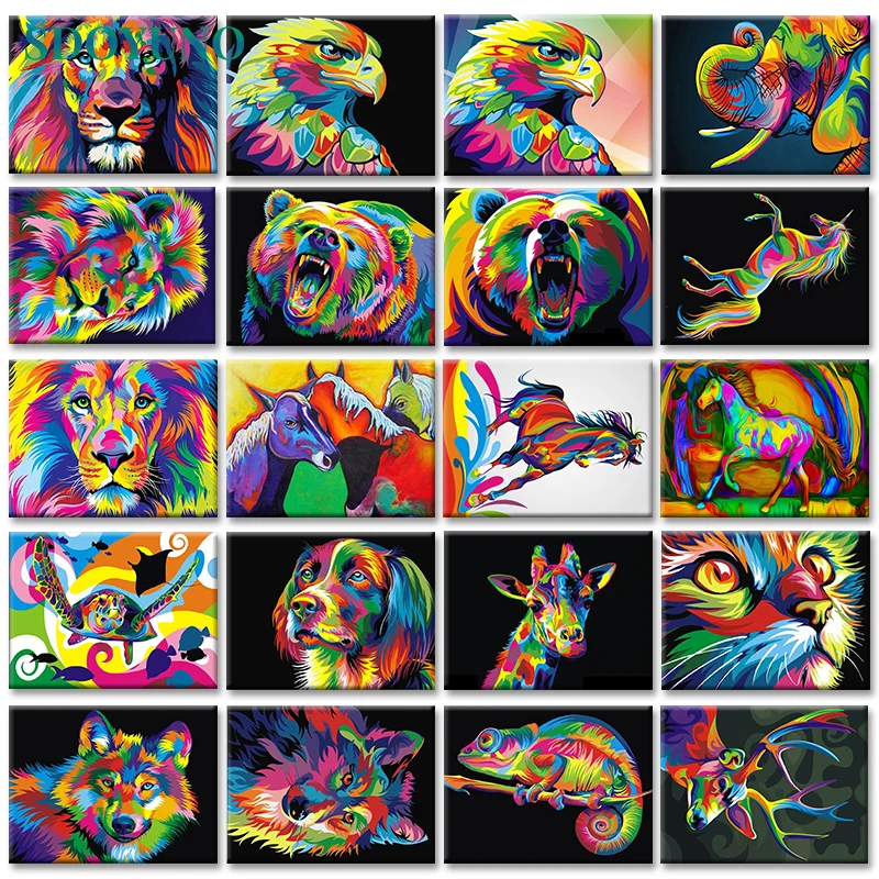 

SDOYUNO Full square Rhinestone 5d DIY Diamond Painting hobby Icons Partial Accessories colorful Animals Frameless Home Decor