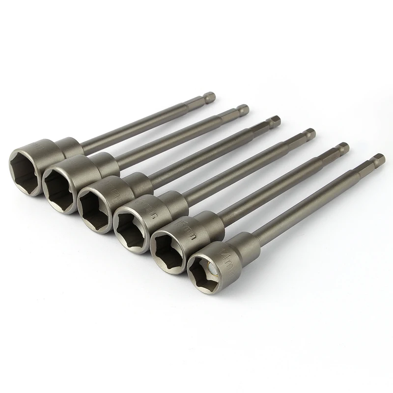 150mm Length 1pcs Strong Magnetic Electric Screwdriver Nut Driver Socket Bit Set Tool Hex Sleeve 1/4" Drill Bits Adapter 6 19mm|Sockets| - AliExpress