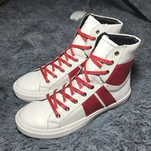 Мужские цветные повседневные ботинки из натуральной кожи; Мужская Уличная обувь в стиле хип-хоп; высокие ботинки из натуральной кожи; обувь для катания на коньках