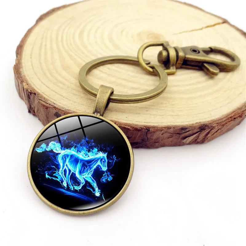 

Hot Running Mustang Pendant Key Cap European And American-Style Retro Time Gem Key Ring