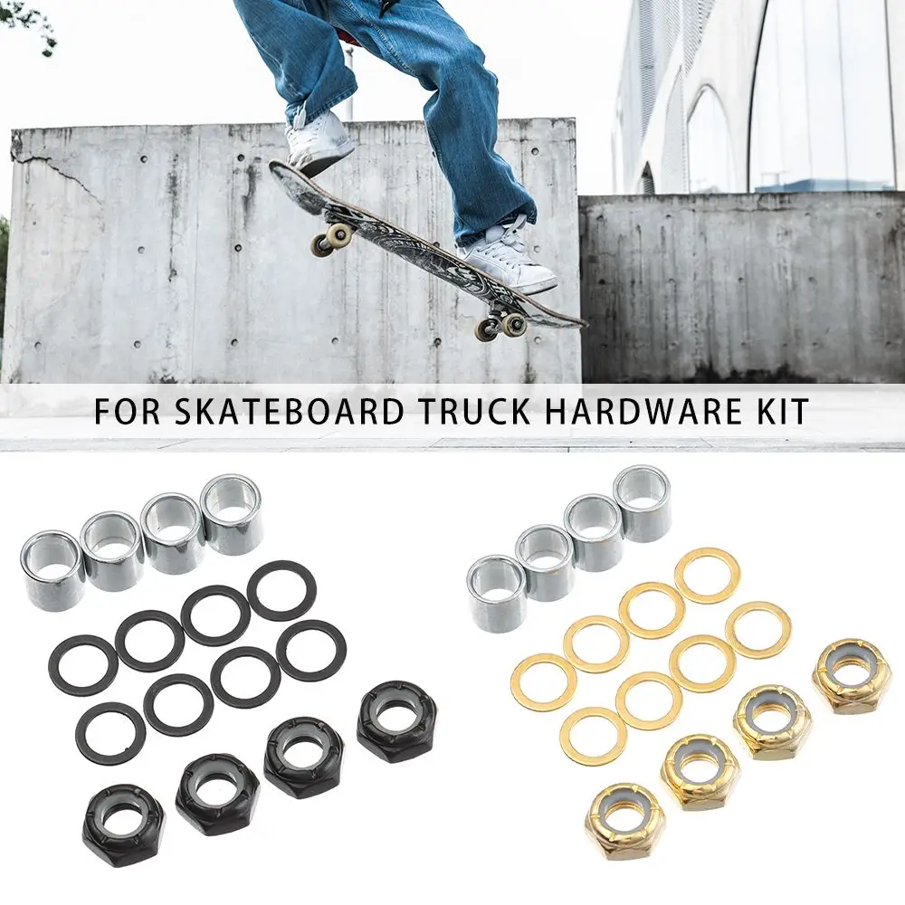 16pcs Skateboard Truck Hardware Kit Spacers Axle Nuts and Speed Rings