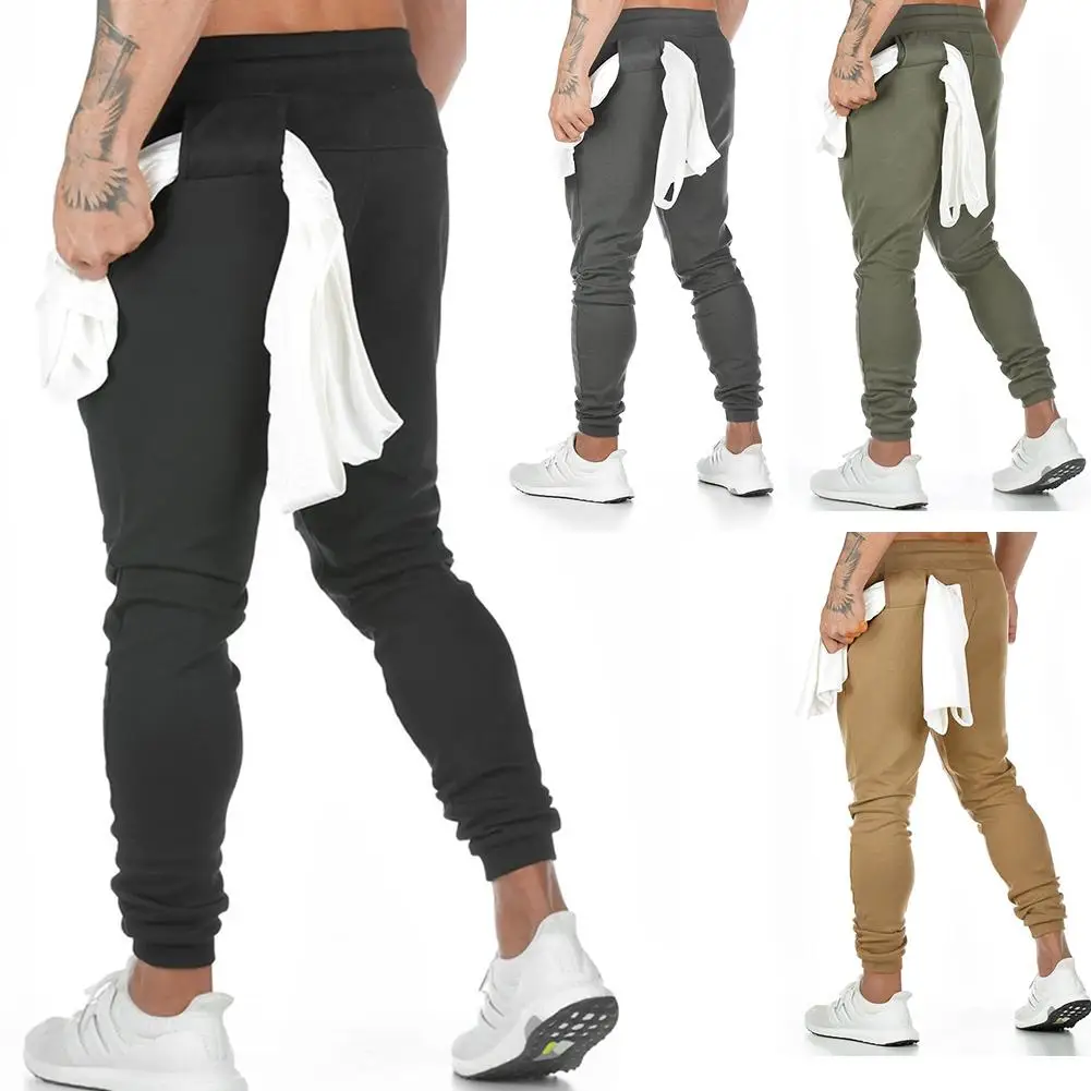 

Men Jogger Drawstring Sweatpants Bodybuilding Fitness Trouser Multi-pocket Pants cotton blends fabric is breathable, soft and qu