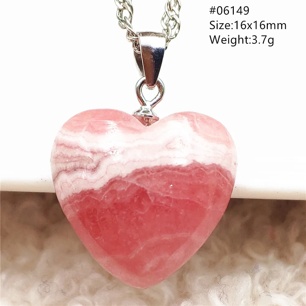 Natural Red Argentina Rhodochrosite Pendant Necklace Rose Rhodochrosite Heart Pendant Women Men Necklace Pendant Necklace