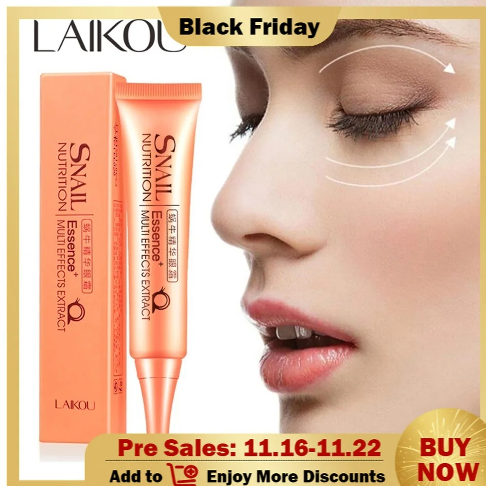 

LAIKOU Snail Lift Firming Eye Cream Essence Moisturizing Anti-Aging Eye Serum Dark Circles Eye Bags Removal Repair Eye Care 30g