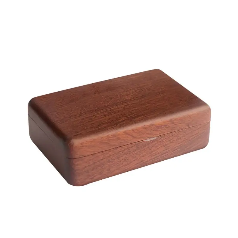 Прямоугольная деревянная коробочка для колец, портативная коробка для ювелирных изделий, держатель для обручального кольца