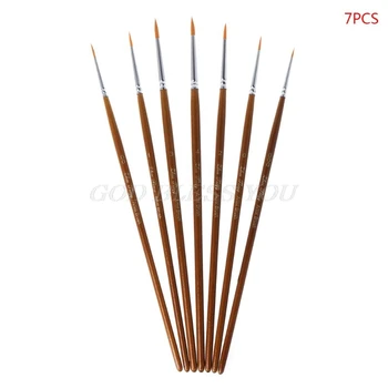 

7pcs/set Professional Detail Paint Brush Fine Pointed Tip Miniature Brushes For Acrylic Watercolor Oil Drawing Kits