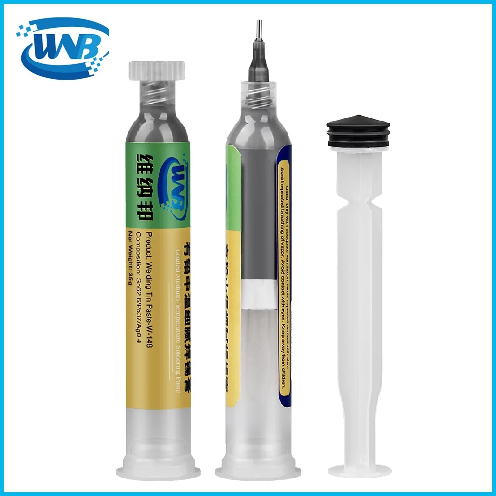 WNB 10cc Sn62.6/Pb37/Ag0.4 Syringe Solder Tin Paste Melting Point 148℃ Soldering Paste Welding Flux For BGA Board Stencil Repair