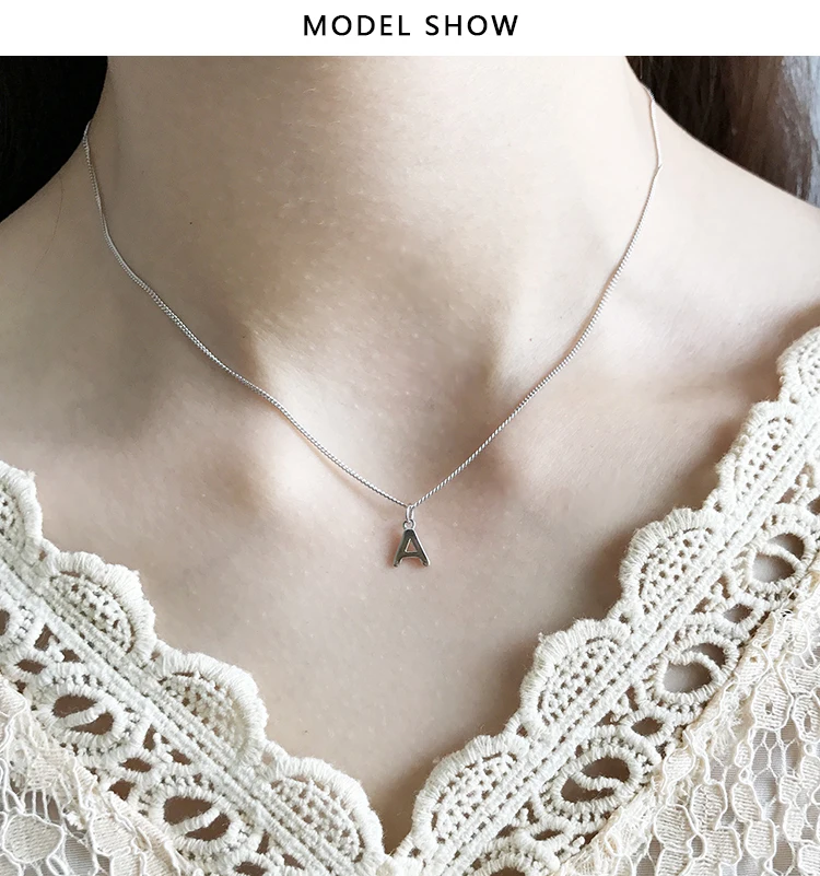 Настоящее 925 пробы Серебряное ожерелье с серебряными буквами ожерелье с инициалами именные ожерелья персонализированный кулон для женщин и девушек Подарок