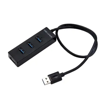 

4 Port USB 3.0 Hub 5Gbps Data Transfer Rate Portable Compact For PC Mac Laptop Notebook Desktop BK 4 Port USB 3.0 HUB