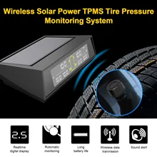 Беспроводная система контроля давления в шинах TPMS на солнечной энергии+ 6 внешних датчиков для 4-6 шин для автомобилей RV грузовиков буксировочных прицепов(0-130PSI