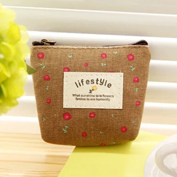 

Women Canvas Coin Purse Girl Floral Garden Fashion Canvas Casual Letter Printing Zipper Soft Flap Day Clutches Mini Wallets lady