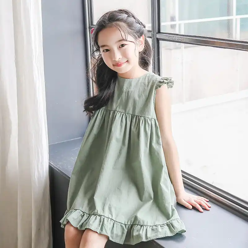 Childrenswear Girls Summer Full Cotton One Piece Dress Style Korean Style Little Girl Big Boy Skirt Mid Length Dresses Aliexpress