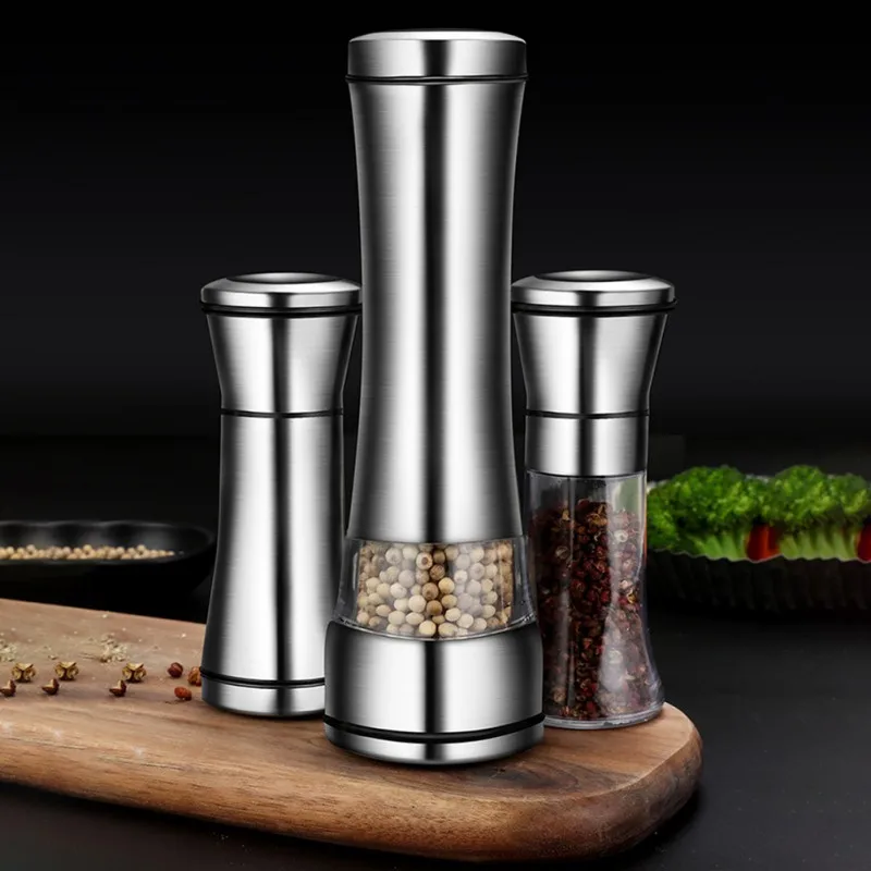 New High-quality Kitchenware Stainless Steel Manual Salt And Pepper Shakers Herb Mill Pepper Grinder Ceramic Mill