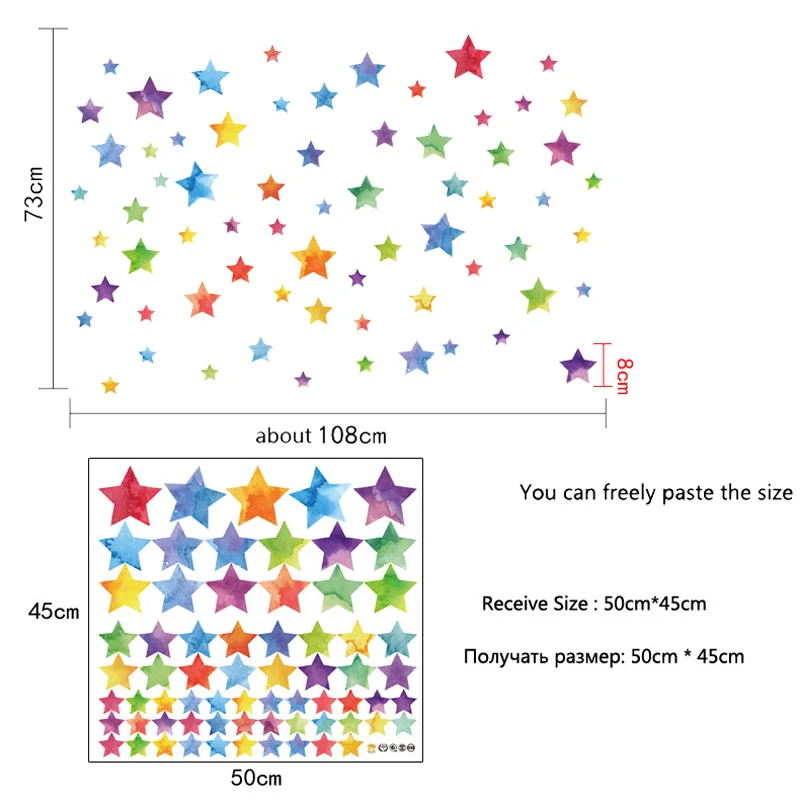 Радужные цветные наклейки на стену в горошек со звездами для детской комнаты, декоративные наклейки для дома, креативные съемные наклейки для гостиной, DIY виниловые наклейки s