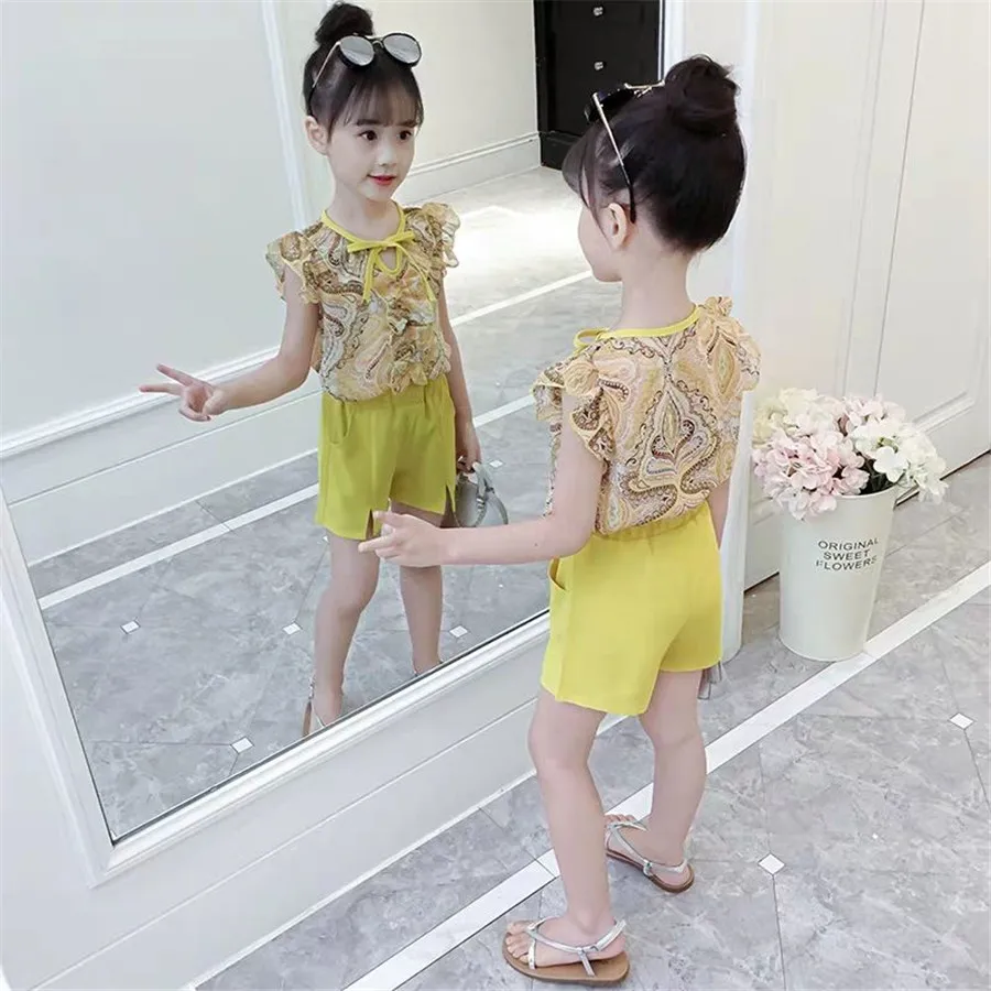 Шифоновые комплекты для девочек Новинка лета 2020 стильная одежда подростков