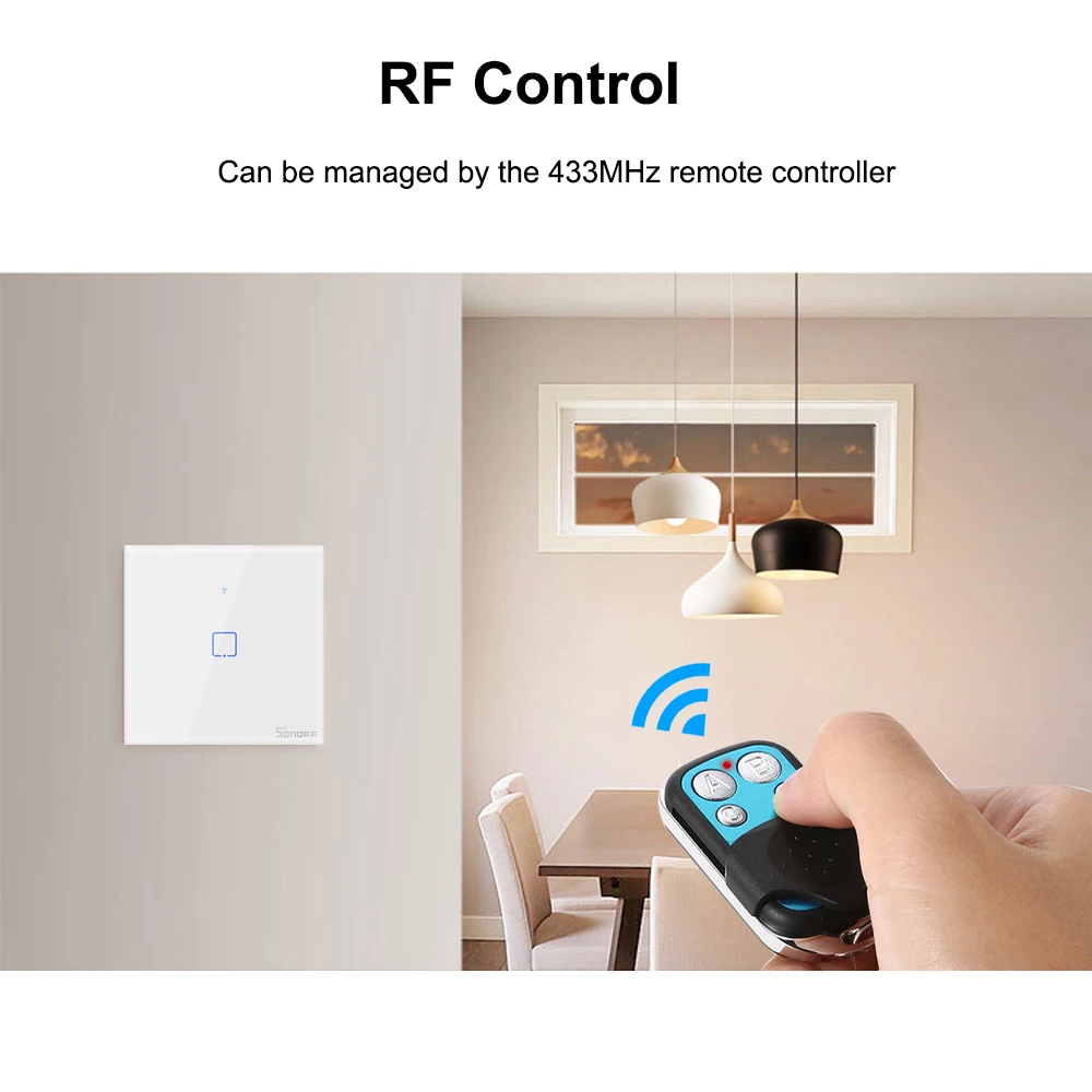 Itead Sonoff T1EU 1/2/3 433 МГц RF контролируемых настенный Wi-Fi адаптер умный дом переключатель с RM433 работает с Alexa Google Home
