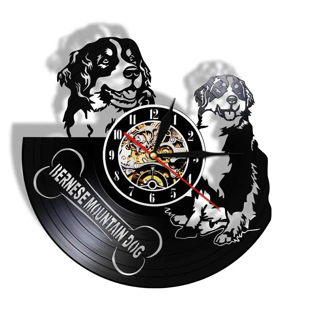 Бернская горная собака настенные часы Виниловая пластинка настенный арт домашний декор Бернер домашнее животное винтажные настенные часы Бернер сенненхунд собака порода подарок