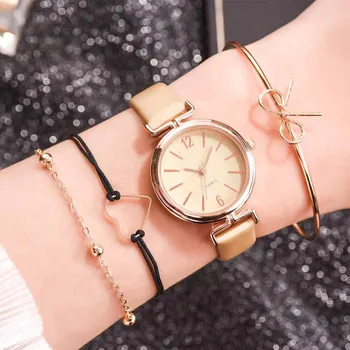 

Women Watches Vintage Beading Fashion Small Delicate European Beauty Simple Casual Bracelet Watch Suit Montre Femme 2020 Watches