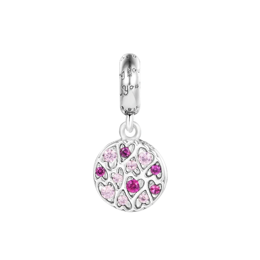 

Подходит для браслетов CKK, блестящие женские бусины-подвески с серебряным мерцающим рисунком сердца для изготовления ювелирных изделий