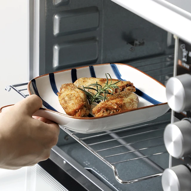 Luoking Kerámia Sütőedény Saláta Tálak Konyhai Sütőszerszám Grillezés Sajt Sült Tányér Fogantyúval Gyümölcs Snack Tányérok Asztali Edények - Image 2