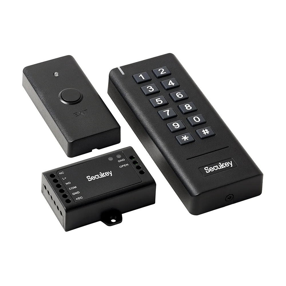 

2.4G Wireless Accesss Control System Kit with Access Control Keypad Control Board Exit Button Battery Operated NO WIRING NEEDED