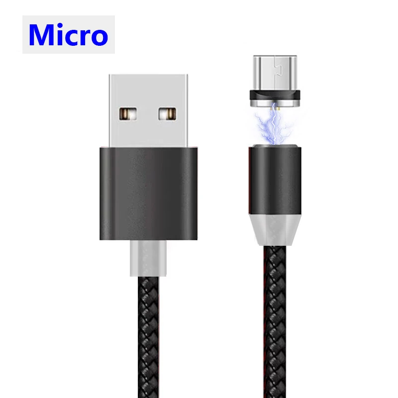 Кабель Micro USB типа C Магнитный кабель для мобильного телефона для iOS для iPhone для Xiaomi Android Магнитный кабель для зарядного устройства USB шнур - Цвет: Black For Micro