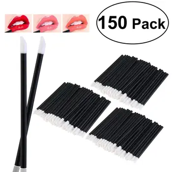 

NUOLUX 150pcs Disposable Makeup Lip Brush Lipstick Glossy Wands Applicator Make Up Tool (Black)