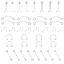 20 шт акриловый Bioflex Tragus фиксатор мягкий, с бесцветным прозрачным невидимым носом кольцо для козелка Серьга Спираль губ бровей украшения для тела