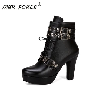 

MBR FORCE PU leather black high quality zipper style comfortable and fashionable European and American style short boots women