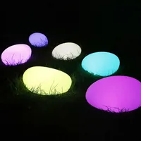Solar Garden Lights Glow Cobble Stone Shape Outdoor Solar Light Waterproof Color Changing Landscape Lights with Remote Control 1