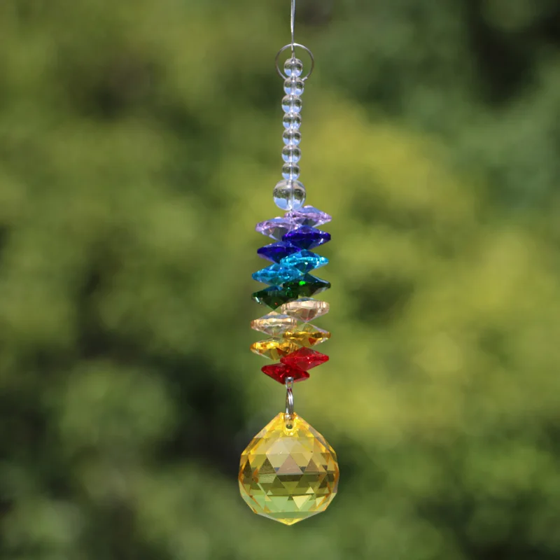 5pcs Crystal Sun Catcher Rainbow Maker Hanging Chandelier Ball Prisms Chakra Suncatcher Garden Home Decoration - Цвет: gold