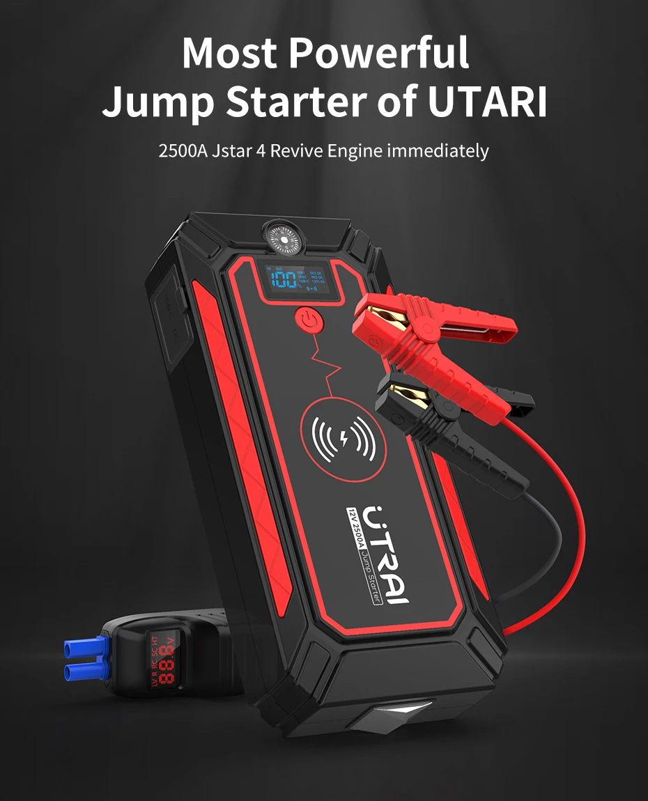 Utrai Car Jump Starter  with Wireless Charger Power Bank For 12V Emergency Battery Starting Boost to JumpStart  Vehicles noco gb150