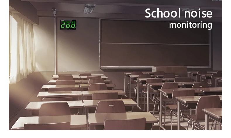 SNDWAY 30-130dB Wall-mounted Digital Sound Table Sound Level Meter for Audio dB Level Decibel Meter Noise Analog VU Green Light