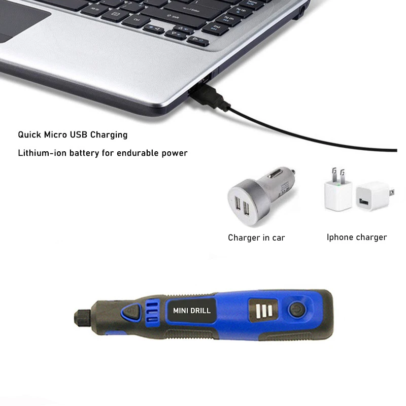 무선 미니 드릴 조각 펜, Dremel 도구 액세서리 세트, 조정 가능한 연삭 3.6V, 다기능 홈 DIY