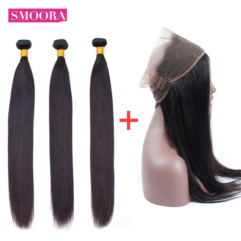 360 lace frontal with bundle straight hair