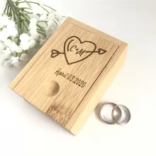 Новая деревянная коробка для свадебных колец с гравировкой имени жениха и невесты, вечерние подарки, деревянная коробка для колец, свадебные подарки