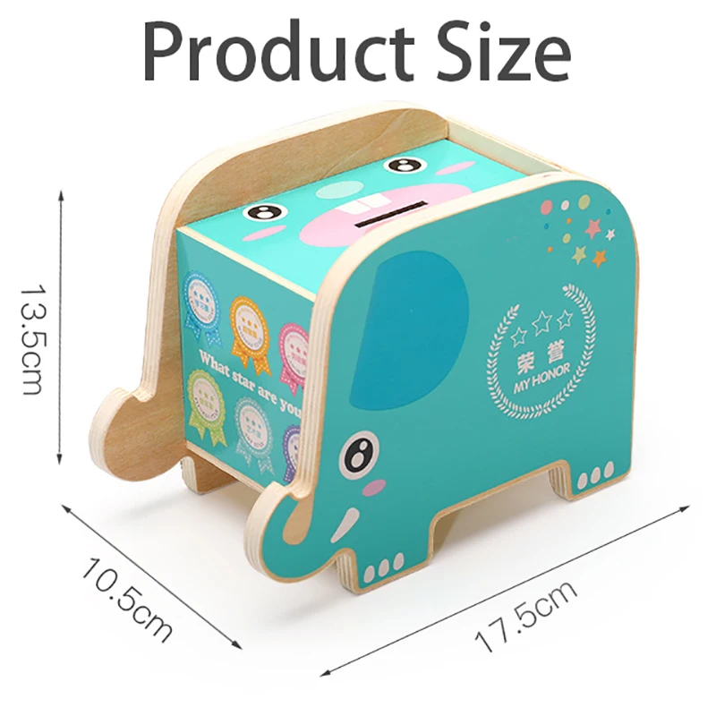 Money Saving Box Piggy Bank Wooden Password Box Kids Wooden Box Toys Elephants Piggy Bank Digital Coins Saving Simulated Games Early Educational Wooden Learning Toys For Baby