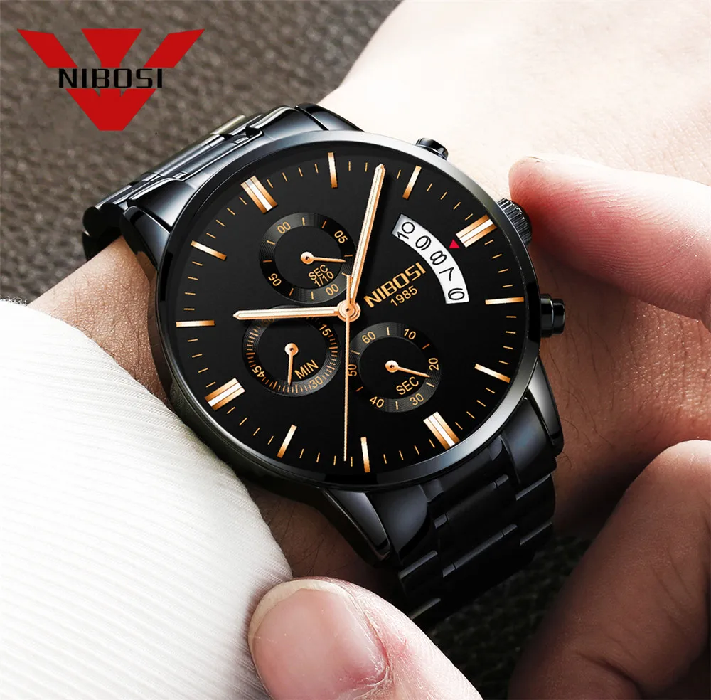 NIBOSI orologi da uomo di lusso famosi Top Brand moda uomo Casual abito orologio militare orologi da polso al quarzo Relogio Masculino Saat