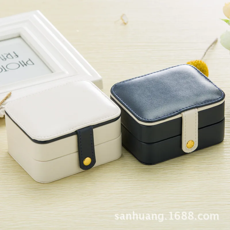 

Multilayer Portable Travel Jewelry Box Leather Ear Stud Earrings Storage Box Small Portable Jewlery Box Showing Stand