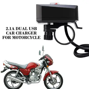 

2.1A Dual Usb Car Charger For Motorcycle Abs 12-24V Electric Vehicle Mobile Phone Charging Car Travel Charger 1 Set