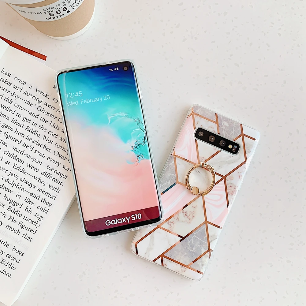 Мраморный комбинированный чехол для телефона samsung A50 A70 геометрический градиентный чехол для телефона samsung Galaxy S8 S9 S10e покрытие с кольцом чехол