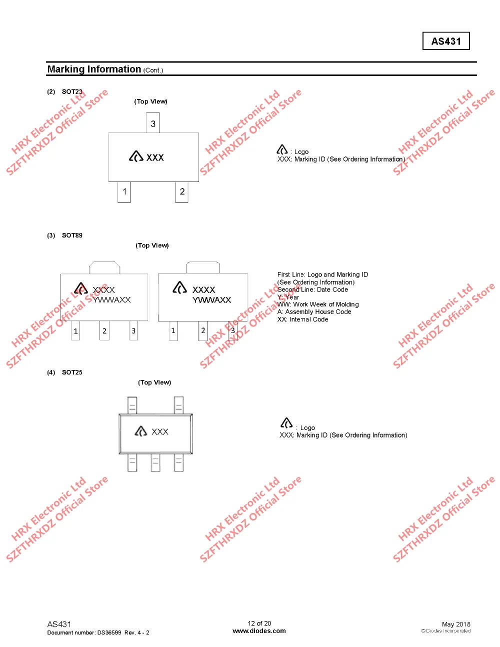 AS431ANTR-E1 SOT23 EB5 Альтернативная AS431ANTR-G1 SOT23 EB5 Adj Prec Shunt Reg 2,5 в до 36 в 3000 мВ шт/катушка