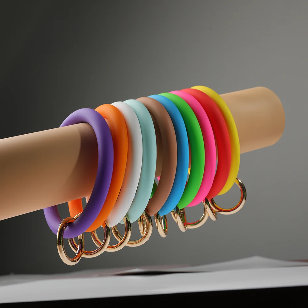Горячее Новое поступление красочные силиконовые брелоки Браслет Открытый Женский браслет брелок дропшиппинг