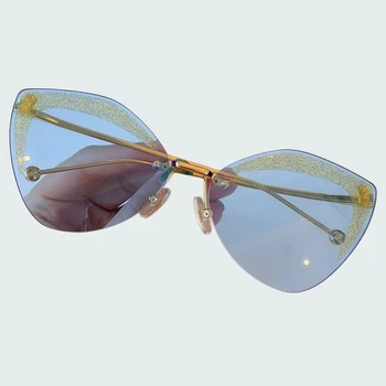 

Rimless Sunglasses Women 2019 Luxury Designer Cat Eye Sun Glasses Female UV 400 Shades