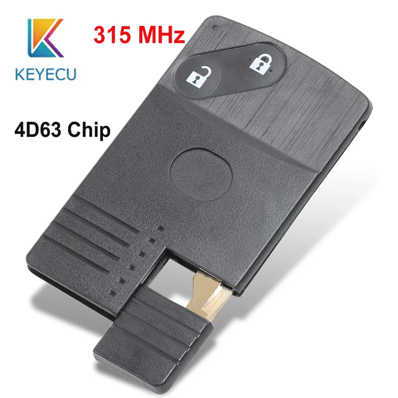 

KEYECU High Quality Keyless Entry Smart Card Remote Control Key Fob 2 Button 315MHz 4D63 Chip for Mazda 6 Uncut Blade Inserted