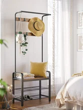 Porte manteau, banc à chaussures, arbre de Hall avec étagère de rangement pour l'entrée, meuble d'accent industriel avec cadre en acier, Design 3 en 1