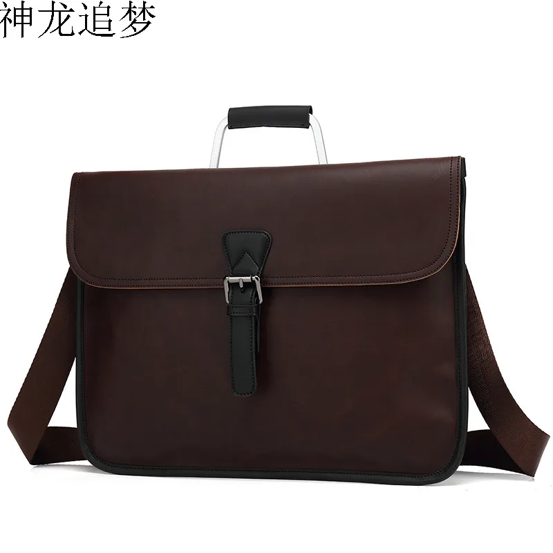 

male business bag PU leather men's briefcase document bag slung shoulder bag men's portable leisure bag computer IPAD purse